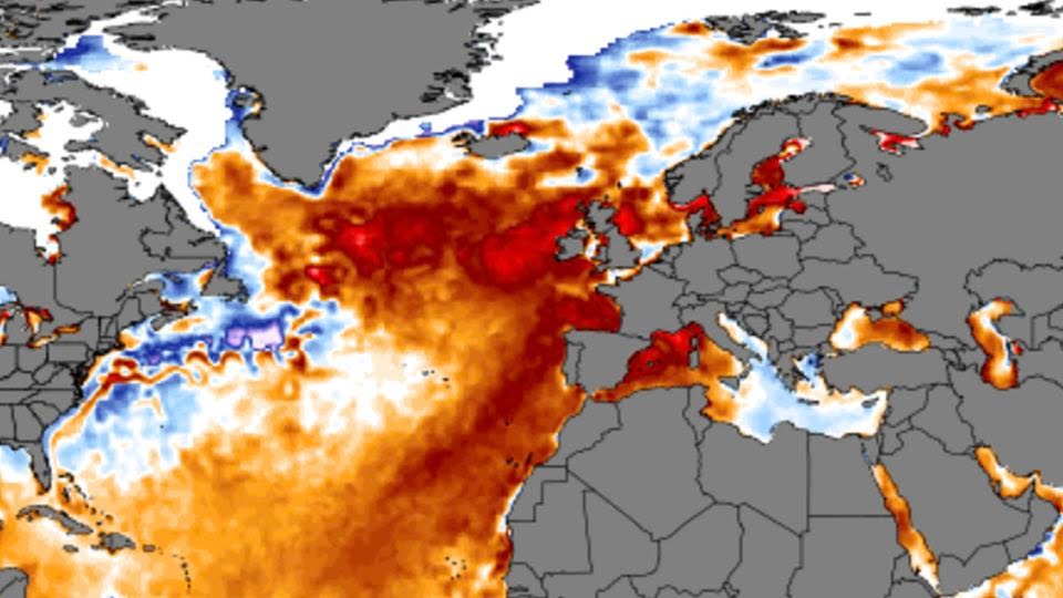 Increase in the temperature of water in the North Atlantic Ocean could lead to change in climate pattern worldwide