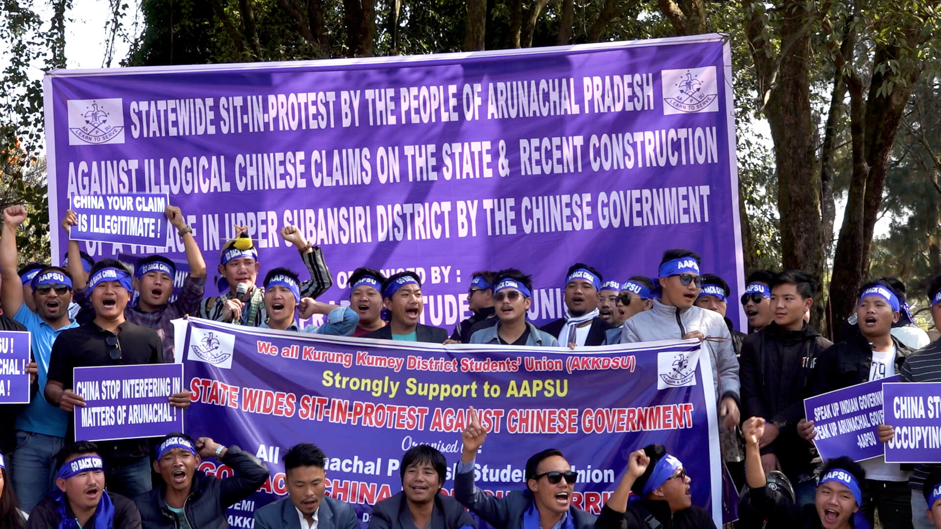 AAPSU organised state wide sit-in-protest against Chinese Government.