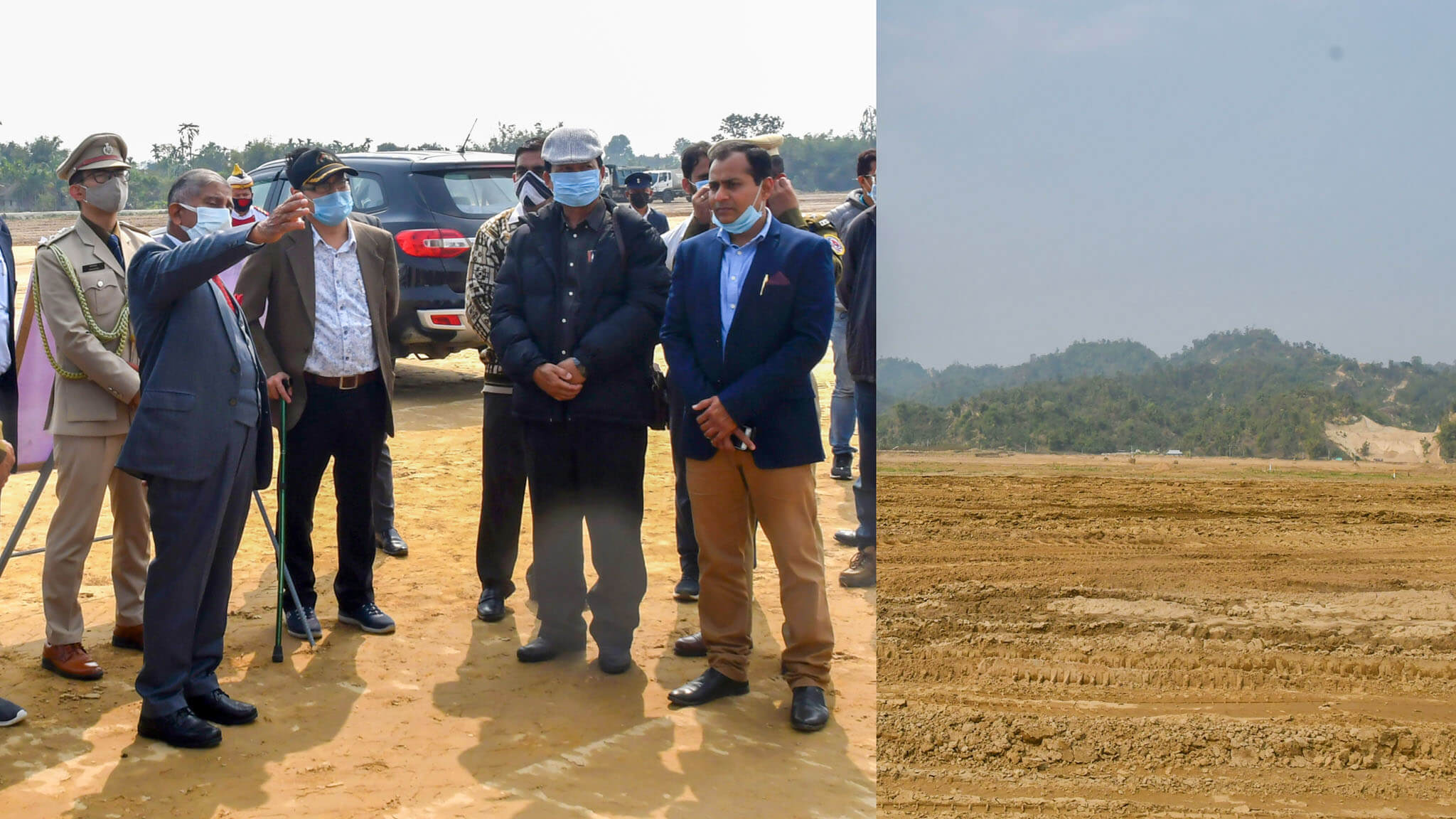 Governor visits Hollongi Greenfield Airport with Secretry, CA GoAP, GM, AAI and senior officers.