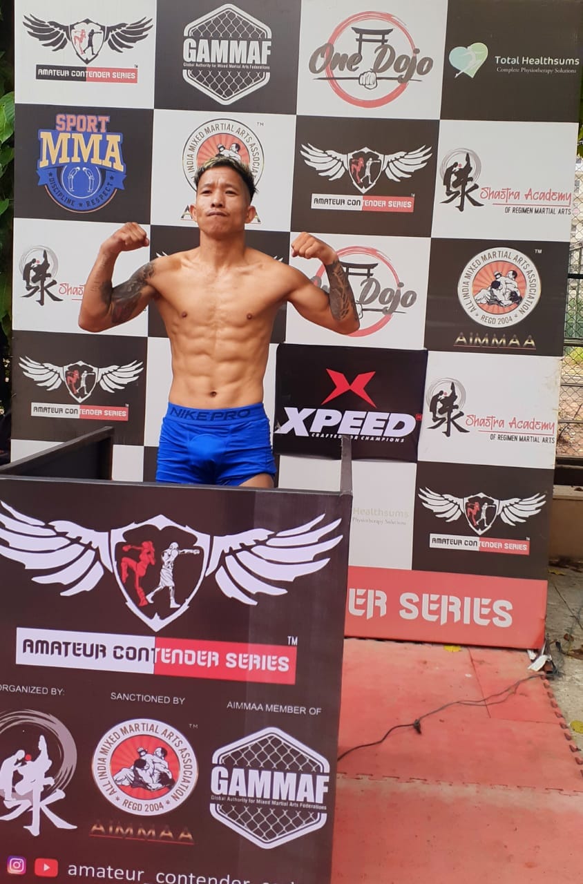 Monda Sangno defeated Mukul Suyal of Kshtra MMA club, registering a thumping victory 