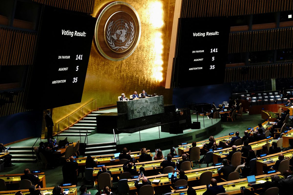 U.N. General Assembly in historic vote denounces Russia over Ukraine invasion