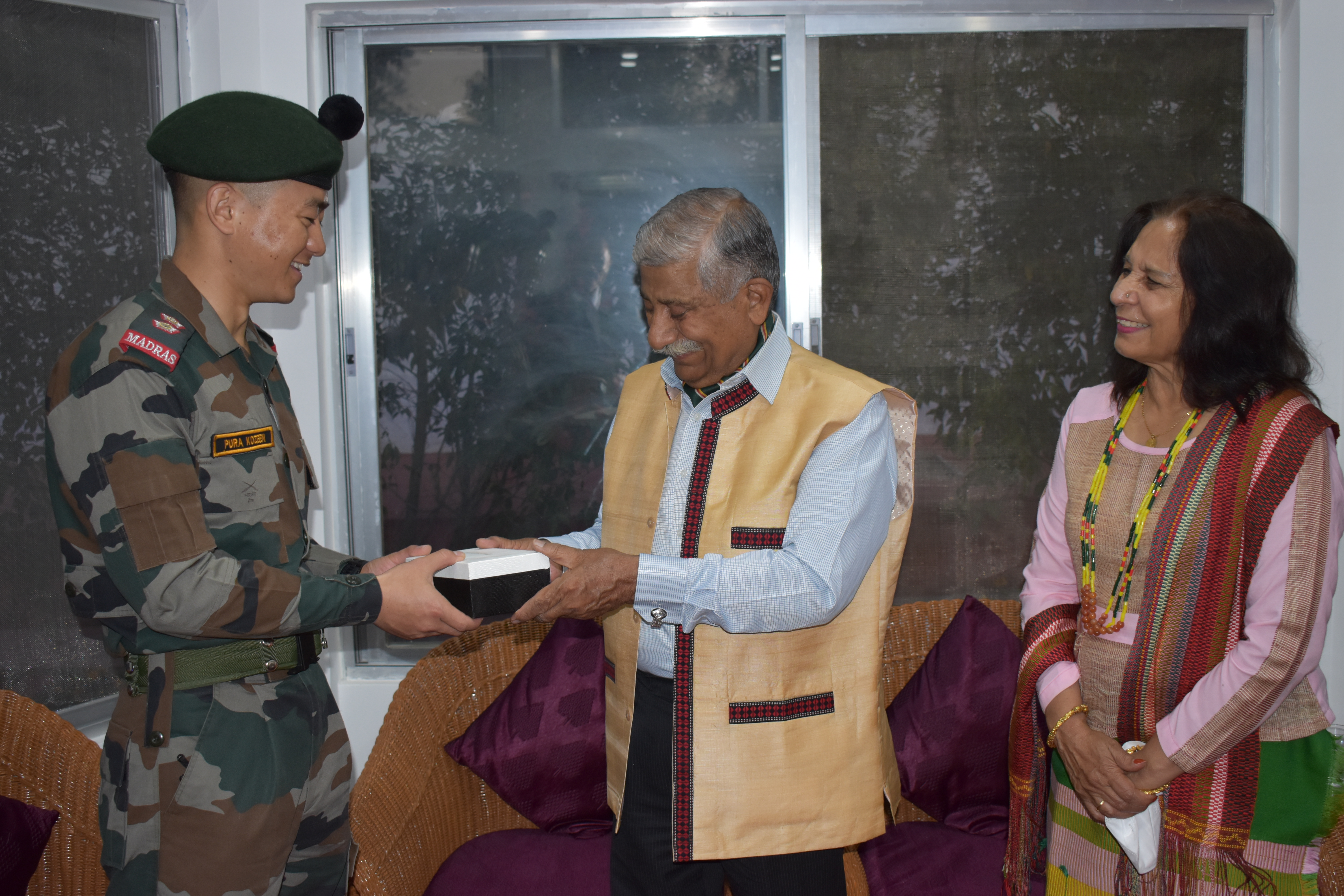 Lieutenant Pura Kozeen calls on the Governor  and Conducts motivational interactions with students of schools and colleges to inspire them to join the India Armed forces