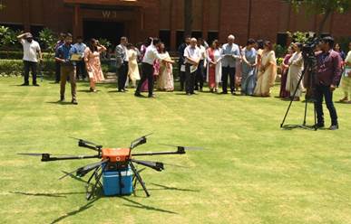 For the first time in India, blood bags delivered by drones in Delhi.